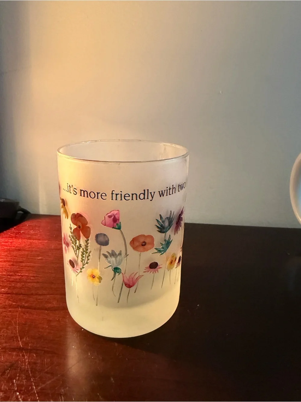Disney Winnie the Pooh Piglet Frosted Glass Tumbler Cup “Friendly With Two”